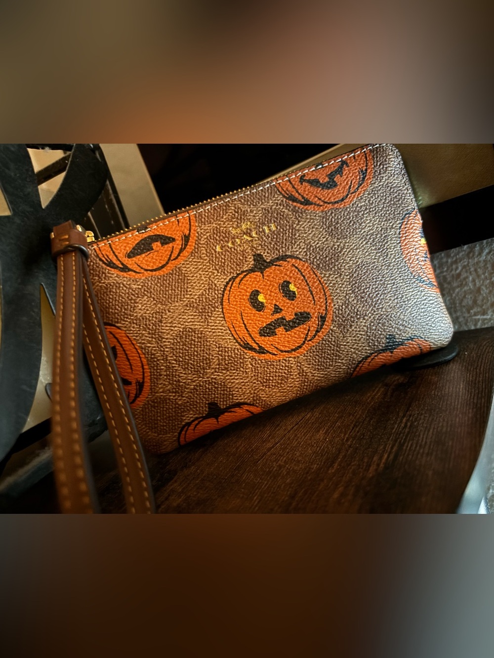 COACH Brown & Orange Pumpkin 🎃 Wristlet Halloween
